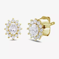 1/2 CT. T.W. Lab Grown White Diamond 10K Gold 7.5mm Oval Stud Earrings