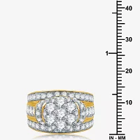 (G / Si1-Si2) Womens 3 CT. T.W. Lab Grown White Diamond 10K Gold Round Side Stone Engagement Ring