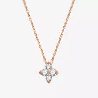 Womens 1/4 CT. T.W. Lab Grown White Diamond 14K Rose Gold Over Silver Pendant Necklace