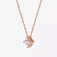 Womens 1/4 CT. T.W. Lab Grown White Diamond 14K Rose Gold Over Silver Pendant Necklace