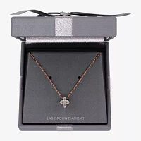 Womens 1/4 CT. T.W. Lab Grown White Diamond 14K Rose Gold Over Silver Pendant Necklace