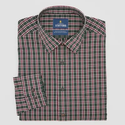 Stafford Mens Regular Fit Long Sleeve Tartan Plaid Dress Shirt