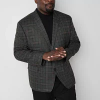 Shaquille O'Neal XLG Mens Big and Tall Plaid Stretch Fabric Classic Fit Sport Coats