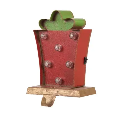 Glitzhome Marquee Led Gift Box Christmas Stocking Holder