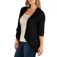 24/7 Comfort Apparel 3/4 Length Sleeve Open Cardigan