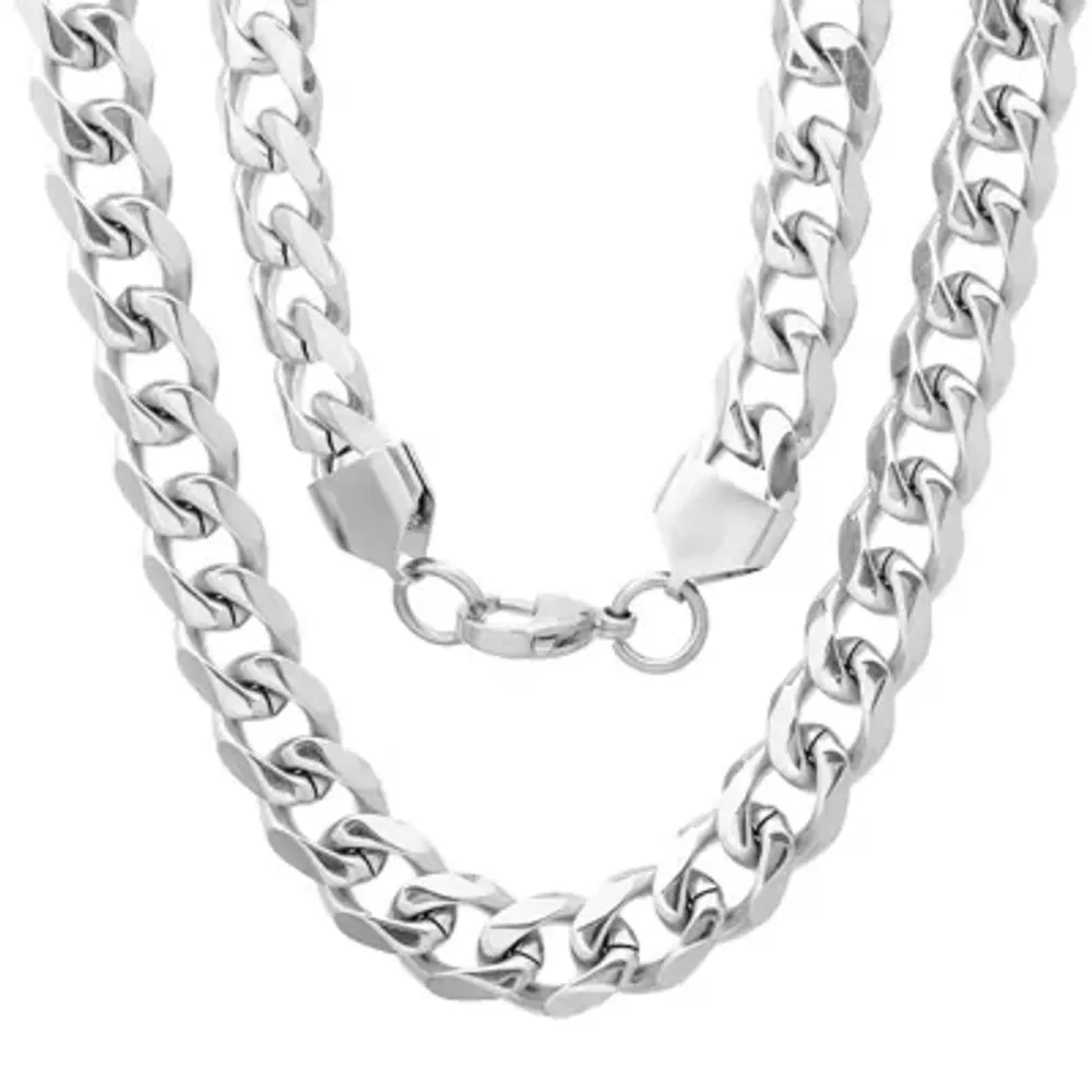 Stainless Steel 24 Inch Semisolid Curb Chain Necklace