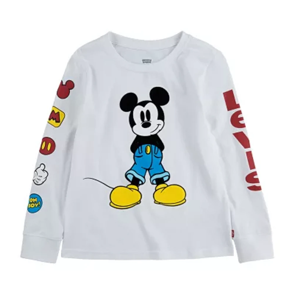 Levi's Boys Crew Neck Long Sleeve Mickey Mouse Graphic T-Shirt - Big Kid
