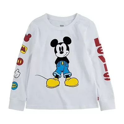 Levi's Boys Crew Neck Long Sleeve Mickey Mouse Graphic T-Shirt - Big Kid