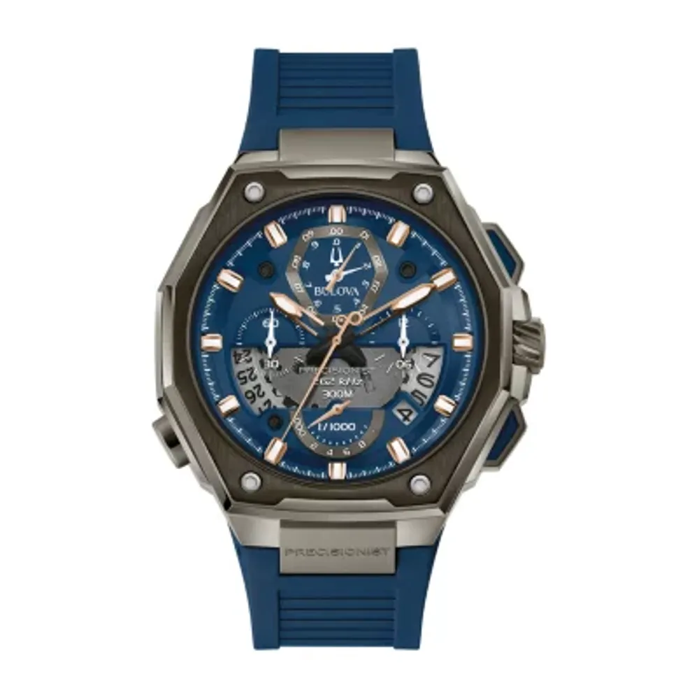 Bulova Precisionist Mens Blue Strap Watch 98b357