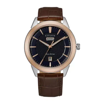 Citizen Mens Brown Leather Strap Watch Aw0096-06l