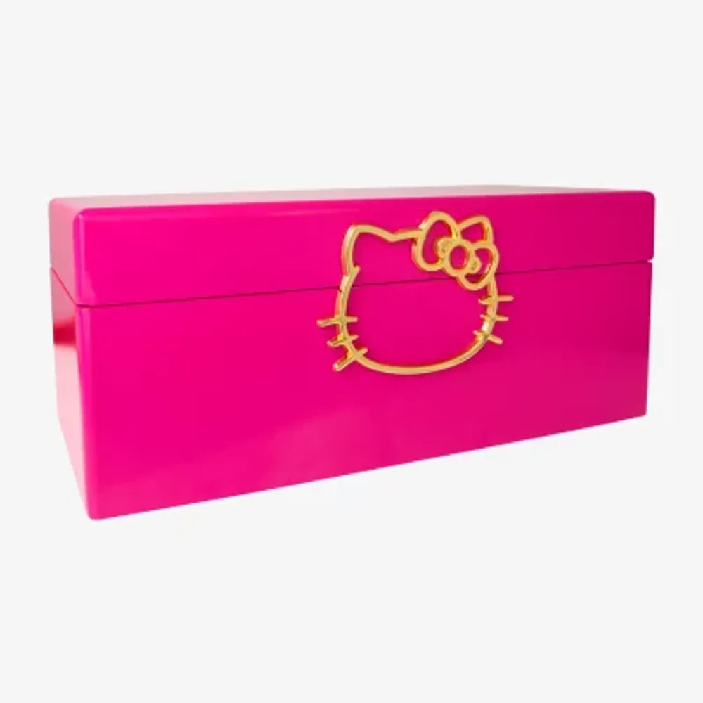 Hello Kitty Gold Icon Pink Wood Jewelry Box