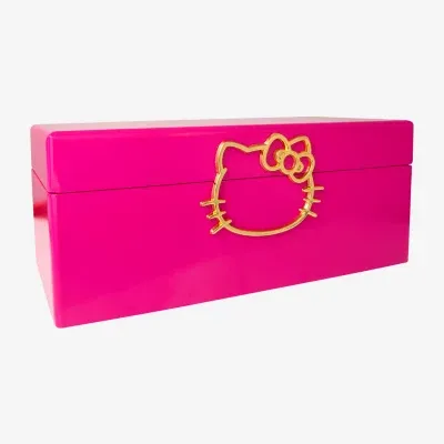 Hello Kitty Gold Icon Pink Wood Jewelry Box