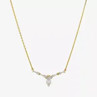 Sparkle Allure Cubic Zirconia 14K Gold Over Brass 16 Inch Link Pear Pendant Necklace