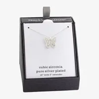 Sparkle Allure Cubic Zirconia Pure Silver Over Brass 16 Inch Link Butterfly Pendant Necklace