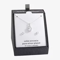 Sparkle Allure Womens Cubic Zirconia Pure Silver Over Brass Round 2-pc. Jewelry Set