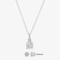 Sparkle Allure Womens Cubic Zirconia Pure Silver Over Brass Round 2-pc. Jewelry Set