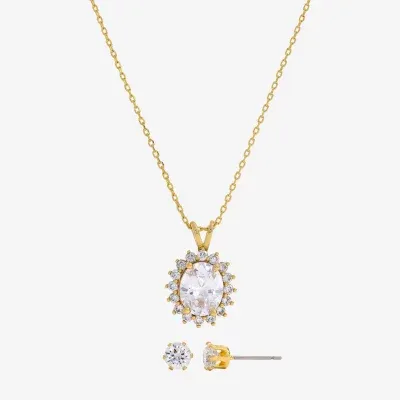Sparkle Allure Womens Cubic Zirconia 14K Gold Over Brass 2-pc. Jewelry Set