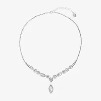 Monet Jewelry Silver Tone Crystal 17 Inch Rolo Y Necklace