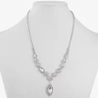 Monet Jewelry Silver Tone Crystal 17 Inch Rolo Y Necklace
