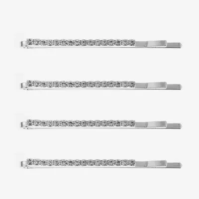 Monet Jewelry Silver Tone Crystal 4-pc. Bobby Pin