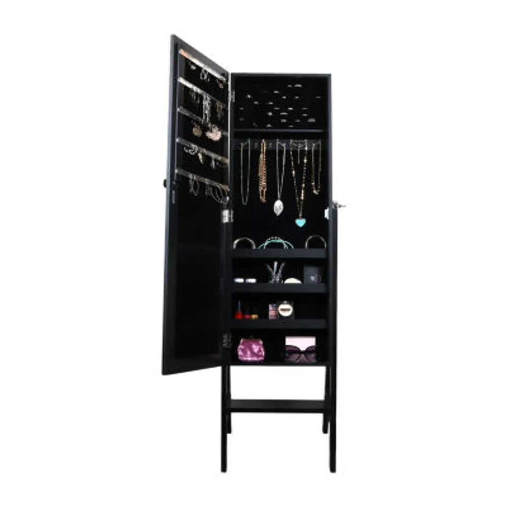 New View Black Mirrored Jewelry Armoire