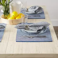 Design Imports Navy & White 2-Tone Ribbed 6-pc. Placemats