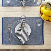 Design Imports Navy & White 2-Tone Ribbed 6-pc. Placemats