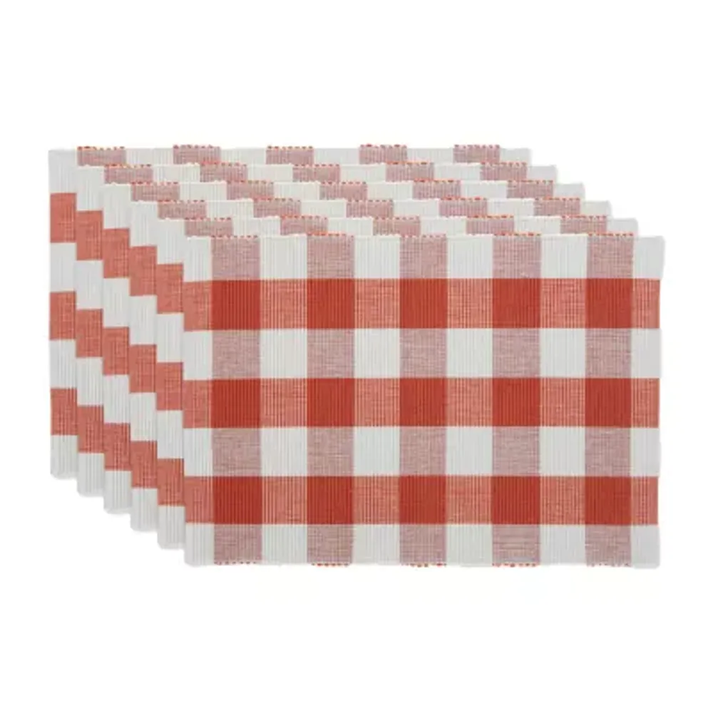 Design Imports Vintage Red Buffalo Check Ribbed 6-pc. Table Linen Sets