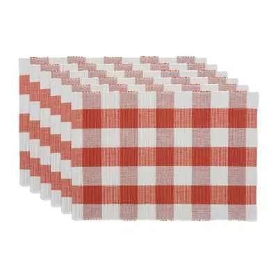 Design Imports Vintage Red Buffalo Check Ribbed 6-pc. Table Linen Set