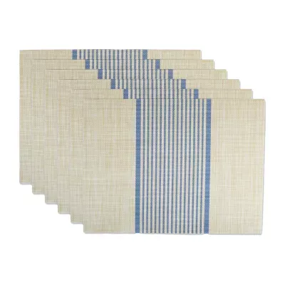Design Imports French Blue Middle Stripe Pvc Woven 6-pc. Table Linen Set