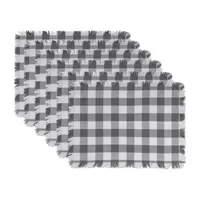 Design Imports Gray Heavyweight Check Fringed 6-pc. Table Linen Set