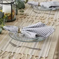 Design Imports Natural Tonal Stripe With Fringe 6-pc. Table Linen Sets