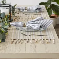 Design Imports Natural Tonal Stripe With Fringe 6-pc. Table Linen Sets