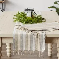 Design Imports Natural Tonal Stripe With Fringe 6-pc. Table Linen Sets