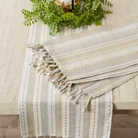 Design Imports Natural Tonal Stripe With Fringe 6-pc. Table Linen Sets