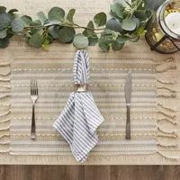 Design Imports Natural Tonal Stripe With Fringe 6-pc. Table Linen Sets