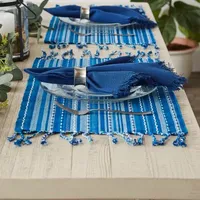 Design Imports Blue Tonal Stripe With Fringe 6-pc. Table Linen Set