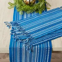 Design Imports Blue Tonal Stripe With Fringe 6-pc. Table Linen Set