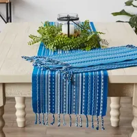 Design Imports Blue Tonal Stripe With Fringe 6-pc. Table Linen Sets