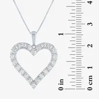 G-H / Si2-I1) Womens 1/ CT. T.W. Lab Grown White Diamond 10K White Gold Heart Pendant Necklace