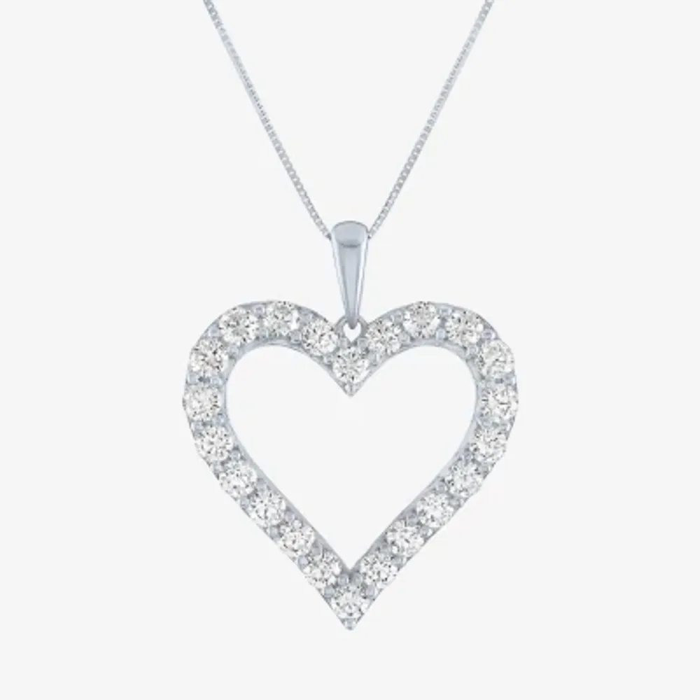 G-H / Si2-I1) Womens 1/ CT. T.W. Lab Grown White Diamond 10K White Gold Heart Pendant Necklace