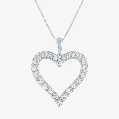 G-H / Si2-I1) Womens 1/ CT. T.W. Lab Grown White Diamond 10K White Gold Heart Pendant Necklace