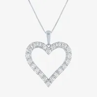 G-H / Si2-I1) Womens 1/ CT. T.W. Lab Grown White Diamond 10K White Gold Heart Pendant Necklace