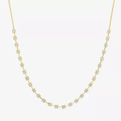 Diamond Addiction Womens 1/4 CT. T.W. Natural White Diamond 14K Gold Over Silver Sterling Silver Tennis Necklaces