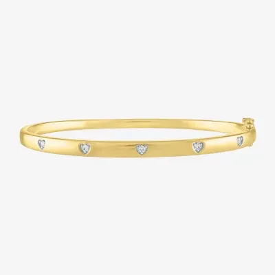 Diamond Addiction 1/10 CT. T.W. Natural White Diamond 14K Gold Over Silver Sterling Silver Heart Bangle Bracelet