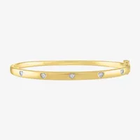 Diamond Addiction 1/10 CT. T.W. Natural White Diamond 14K Gold Over Silver Sterling Silver Heart Bangle Bracelet