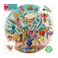 Eeboo Piece And Love Crazy Bug Bouquet 500 Piece Round Jigsaw Puzzle Puzzle