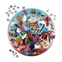 Eeboo Piece And Love Crazy Bug Bouquet 500 Piece Round Jigsaw Puzzle Puzzle