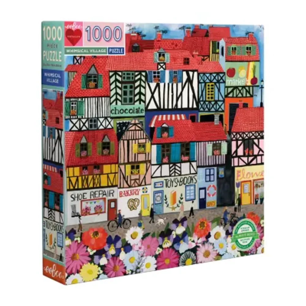 Eeboo Piece And Love Whimsical Village  1000 Piece Square Adult Jigsaw Puzzle Puzzle