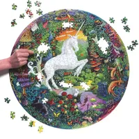 Eeboo Piece And Love Unicorn Garden 500 Piece Round Circle Jigsaw Puzzle Puzzle